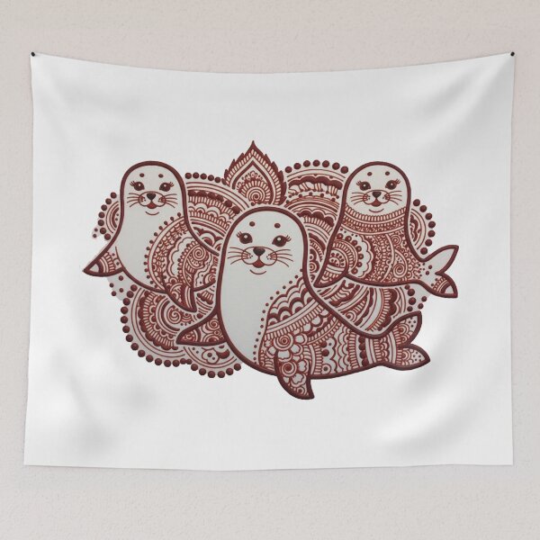 Item preview, Graphic Art of 3 Cute Seals on Mehndi or Henna designed and sold by CuteKoala75.