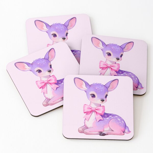 Item preview, Cute Vintage Pastel Pink Purple Deer Fawn Bow designed and sold by OldSoulDreamCo.