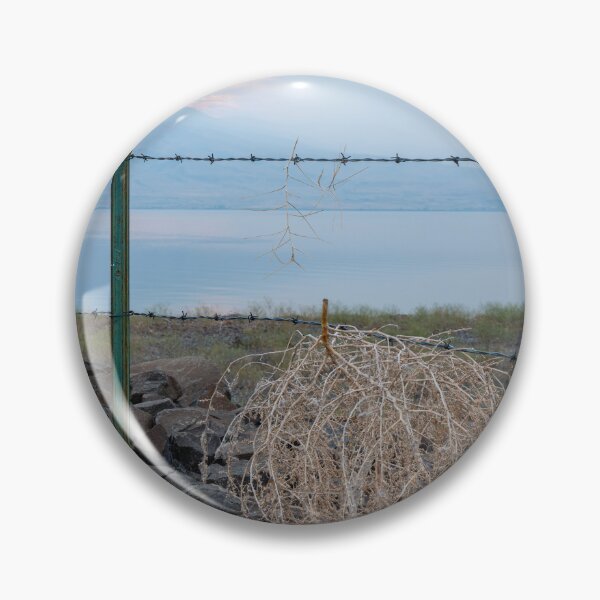 Item preview, Tumbleweed and barbed wire fence by reservoir designed and sold by lisavonbiela.
