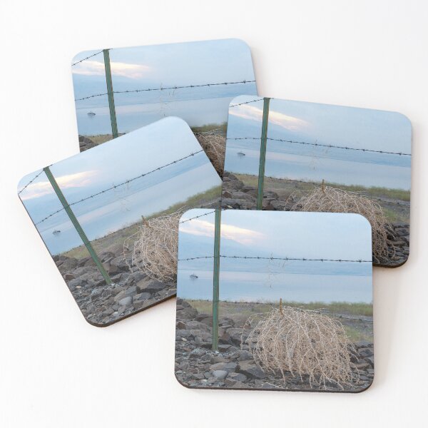 Item preview, Tumbleweed and barbed wire fence by reservoir designed and sold by lisavonbiela.