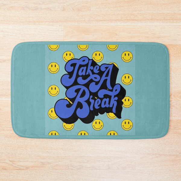 Item preview, “Take a Break” Smiley Face Design – Cute Retro Blue Text & Positivity Vibes designed and sold by cheekylorns.