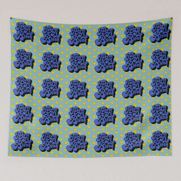 Item preview, “Take a Break” Smiley Face Design – Cute Retro Blue Text & Positivity Vibes designed and sold by cheekylorns.