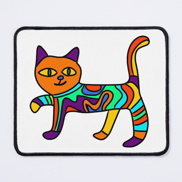 Item preview, Hand drawn colourful artsy cat designed and sold by BritishDelights.