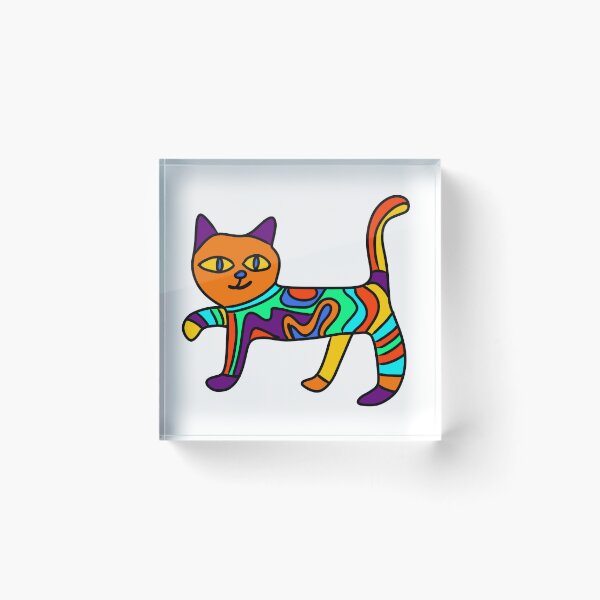 Item preview, Hand drawn colourful artsy cat designed and sold by BritishDelights.