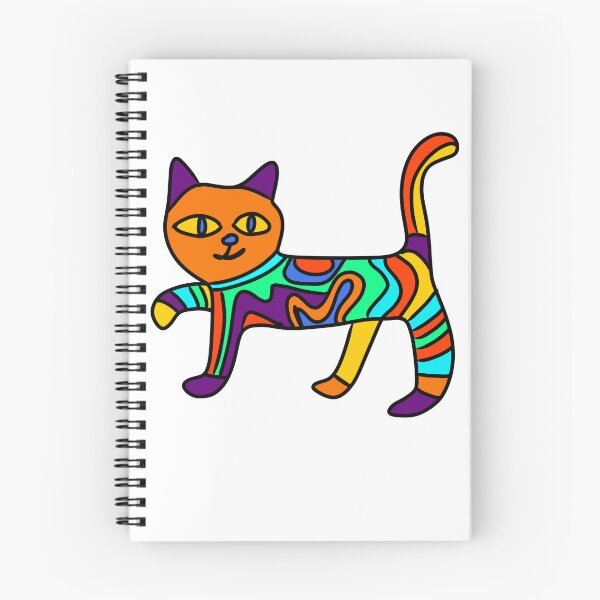 Item preview, Hand drawn colourful artsy cat designed and sold by BritishDelights.