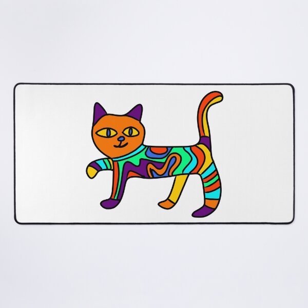 Item preview, Hand drawn colourful artsy cat designed and sold by BritishDelights.