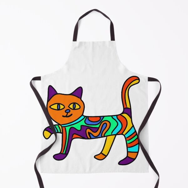 Item preview, Hand drawn colourful artsy cat designed and sold by BritishDelights.