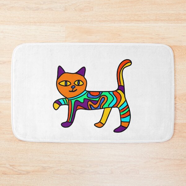 Item preview, Hand drawn colourful artsy cat designed and sold by BritishDelights.