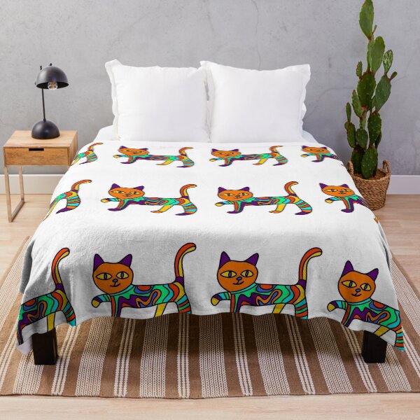 Item preview, Hand drawn colourful artsy cat designed and sold by BritishDelights.