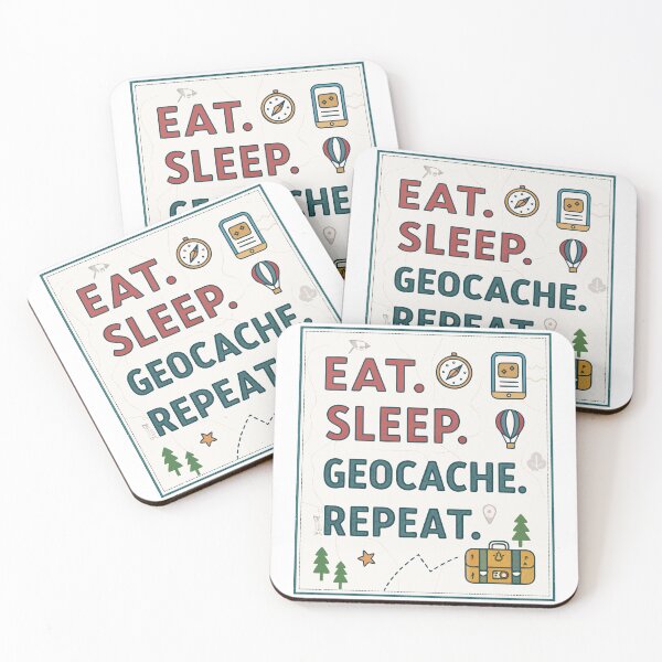 Item preview, Eat Sleep Geocache Repeat | Funny Geocaching Quote Design for Outdoor Adventurers designed and sold by VividOrganica.