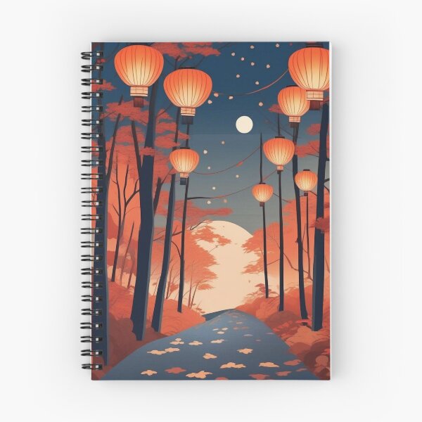 Item preview, Ukiyo-e Night Maple Grove – Lantern Path in Japanese Autumn Forest designed and sold by Vandy Fullam.
