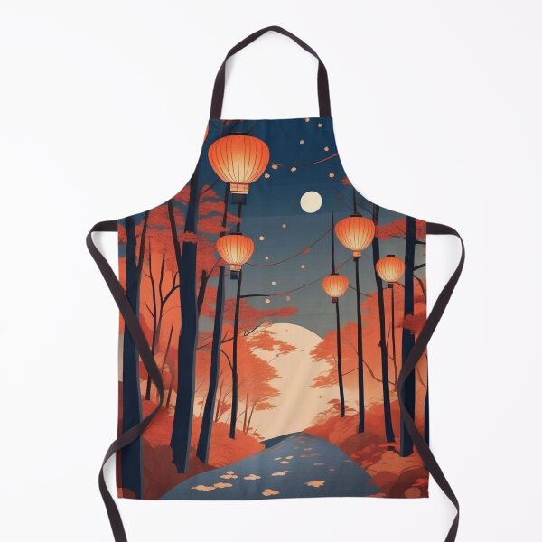 Item preview, Ukiyo-e Night Maple Grove – Lantern Path in Japanese Autumn Forest designed and sold by Vandy Fullam.