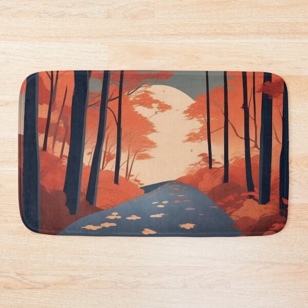Item preview, Ukiyo-e Night Maple Grove – Lantern Path in Japanese Autumn Forest designed and sold by Vandy Fullam.