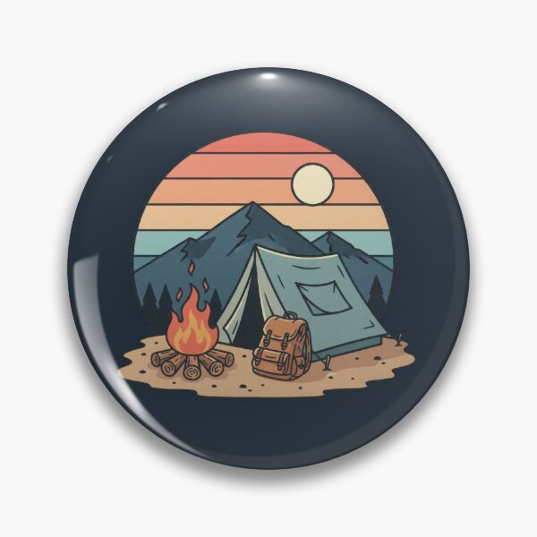 Item preview, Retro Camping Scene – Tent, Campfire, and Mountain Adventure Art designed and sold by NoctaHike.