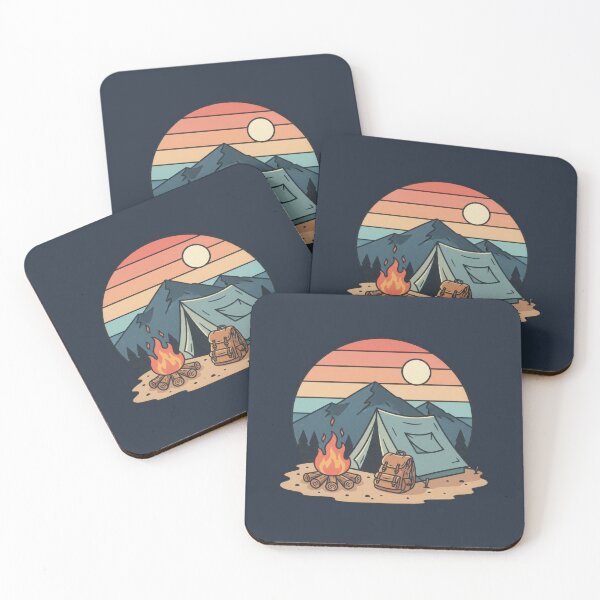 Item preview, Retro Camping Scene – Tent, Campfire, and Mountain Adventure Art designed and sold by NoctaHike.