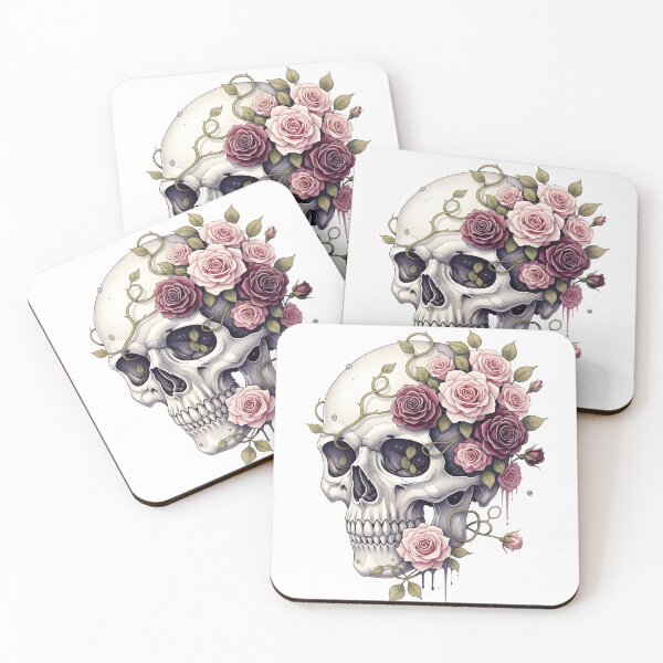 Item preview, Elegant skull with roses gothic chic Halloween illustration designed and sold by DesignArtFull.