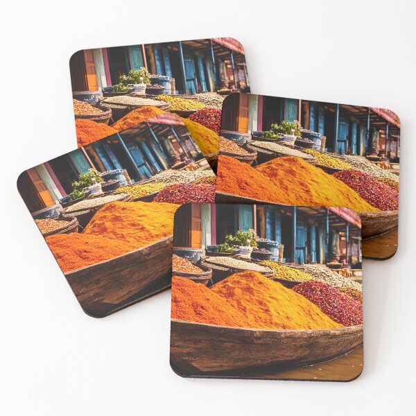 Item preview, Colorful Spices on Floating Market – Exotic Travel Photography designed and sold by mliotard.