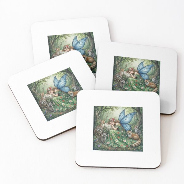 Item preview, Fairy resting with forest friends. designed and sold by Mamooka59.
