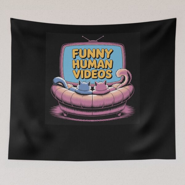 Item preview, Funny Human Videos -  Cats Watching tv designed and sold by Snark Town Tees.