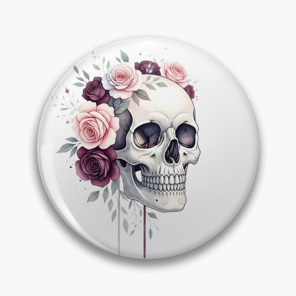 Item preview, Elegant skull with roses gothic chic Halloween illustration designed and sold by DesignArtFull.