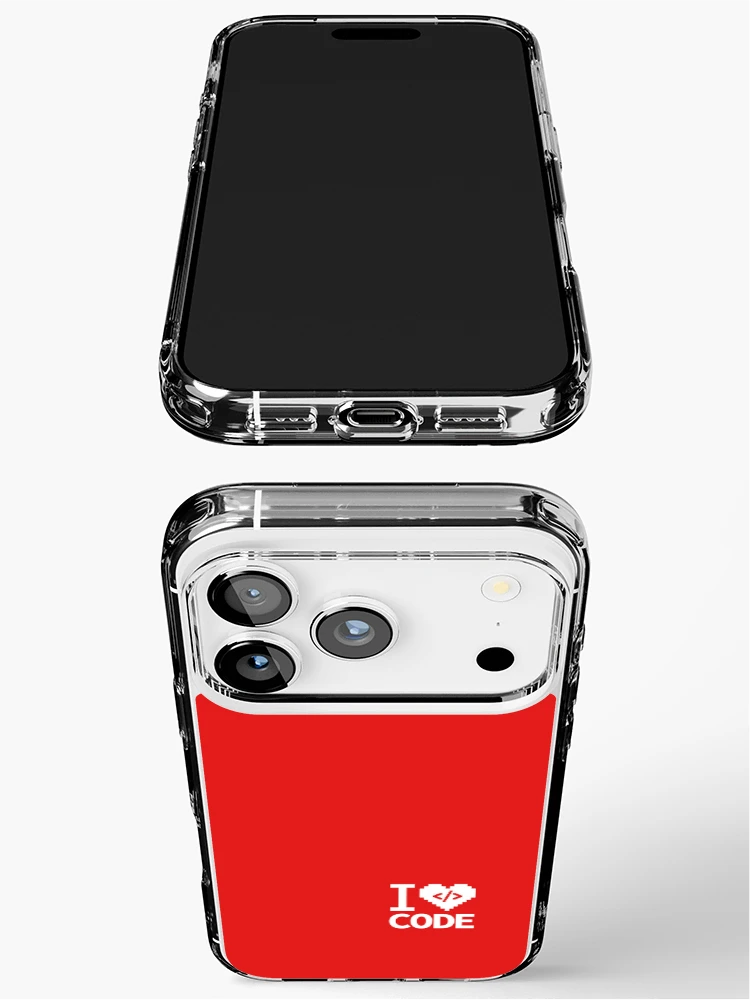 Thumbnail 3 of 5, iPhone Case, I Love Code Programming Solid Red Heart Design with Script Sign designed and sold by PO3Designs.