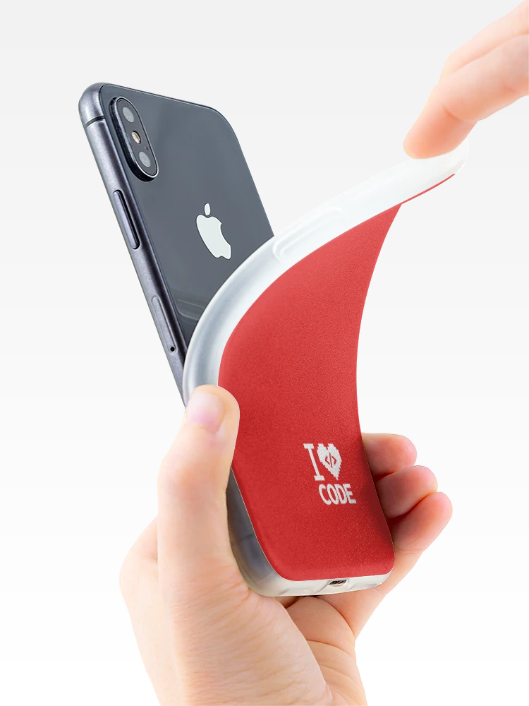 Thumbnail 4 of 5, iPhone Case, I Love Code Programming Solid Red Heart Design with Script Sign designed and sold by PO3Designs.