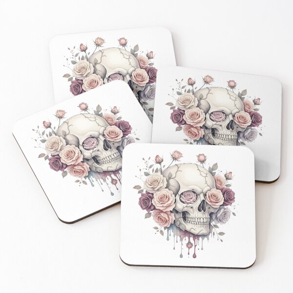 Item preview, Elegant skull with roses gothic chic Halloween illustration designed and sold by DesignArtFull.