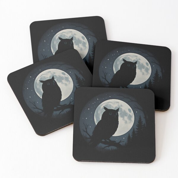 Item preview, Nocturnal Owl and Full Moon Nature Scene Illustration designed and sold by Weorus.