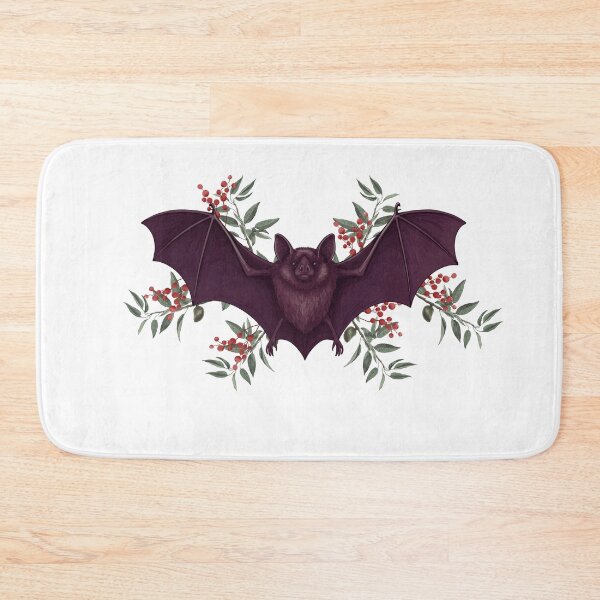 Item preview, Burgundy bat with foliage designed and sold by Inspired Chaos Studio.