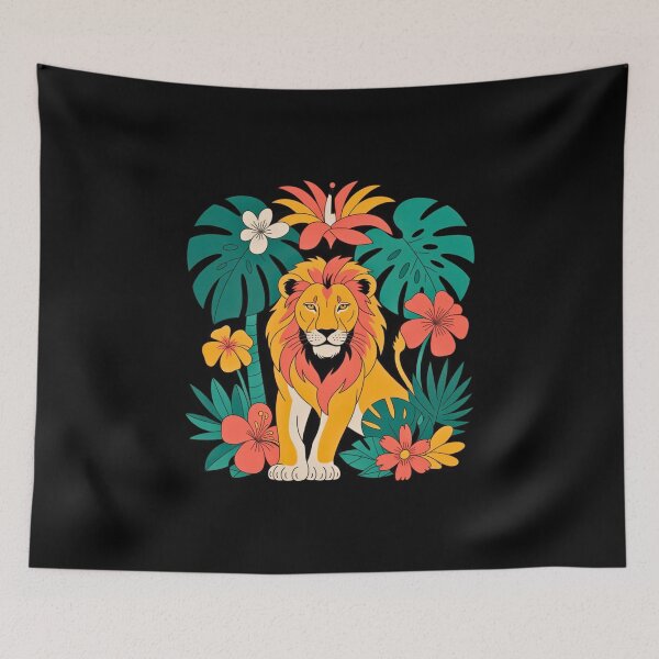 Item preview, Lion with Orange Jungle Blooms designed and sold by VibrArtco.