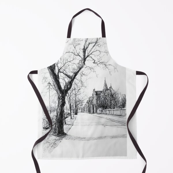 Item preview,  Black-and-white pencil drawing captures a quiet tree-lined street in winter designed and sold by MarcinJ84.