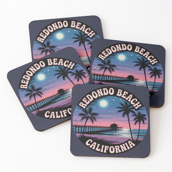 Item preview, Redondo Beach California Night Circle Sticker designed and sold by Horizon Tales.