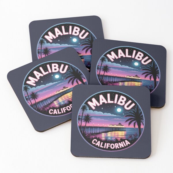 Item preview, Malibu California – Neon Night Pier Retro Badge designed and sold by Horizon Tales.