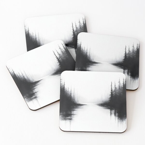 Item preview,  black-and-white digital drawing of a chill narrow river designed and sold by MarcinJ84.