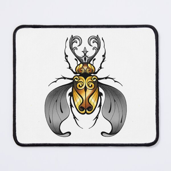 Item preview, Golden Ornate Floral Emblem: Art Nouveau Inspired Design on Black Background designed and sold by Vikiink.