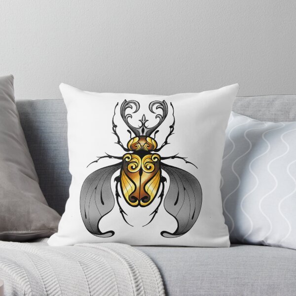 Item preview, Golden Ornate Floral Emblem: Art Nouveau Inspired Design on Black Background designed and sold by Vikiink.