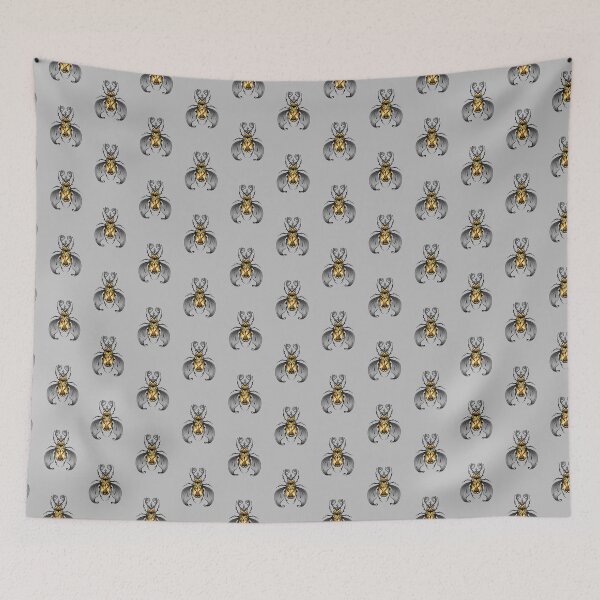 Item preview, Golden Ornate Floral Emblem: Art Nouveau Inspired Design on Black Background designed and sold by Vikiink.