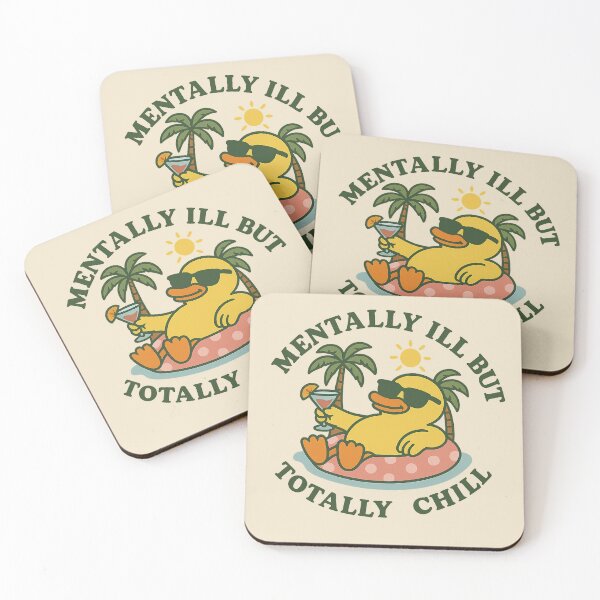 Item preview, Funny Duck Meme – Mentally Ill But Totally Chill Retro Aesthetic Design designed and sold by Florarts.