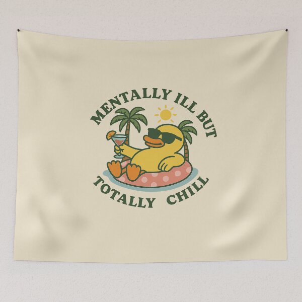 Item preview, Funny Duck Meme – Mentally Ill But Totally Chill Retro Aesthetic Design designed and sold by Florarts.