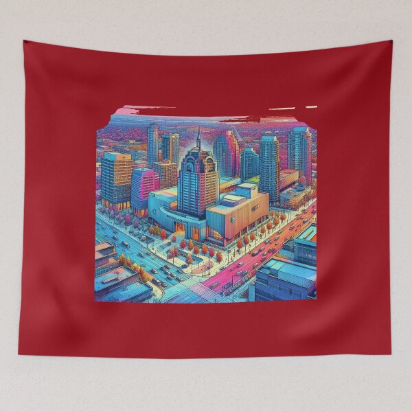 Item preview, Mississauga City Hall 3D Sketch – Vibrant View from Mavis Rd & Central Pkwy,  designed and sold by PaintMeWorld.