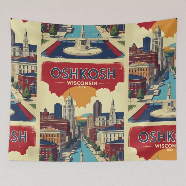 Item preview, Oshkosh Wisconsin 1950s USA Vintage Travel Tourism designed and sold by TravelersGems.
