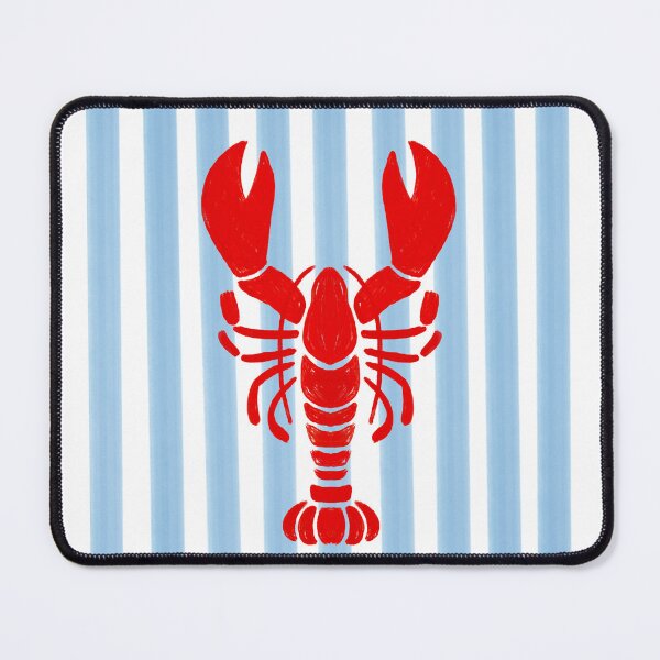 Item preview, Red Lobster on Blue Striped Background designed and sold by dudaoliveira.art.