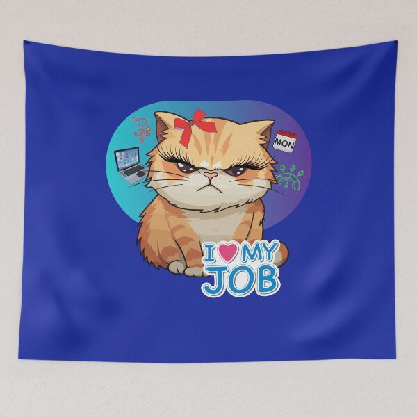 Item preview, Angry Cat - I love my job (sarcastic office humor) designed and sold by LulitasDreams.