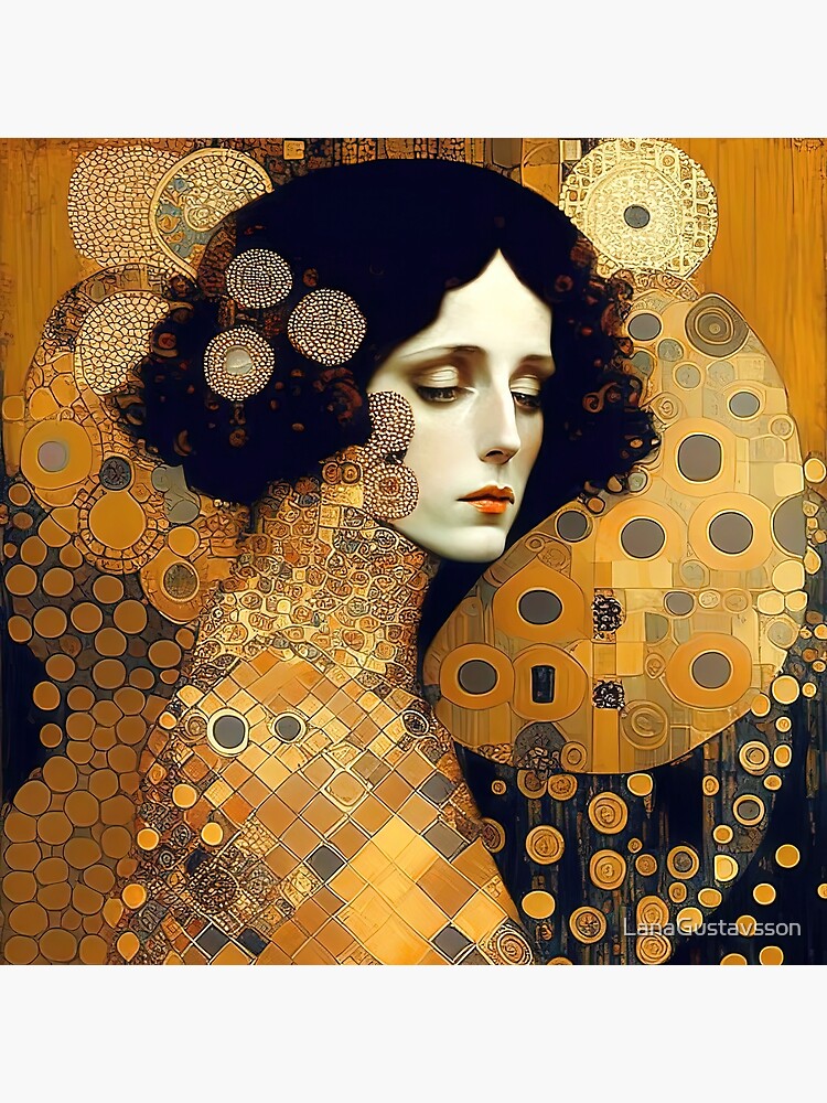 Gustav Klimt【リアムンクの肖像III】lithograph直筆サイン Art Nouveau Painting of Woman Inspired By Gustav Klimt