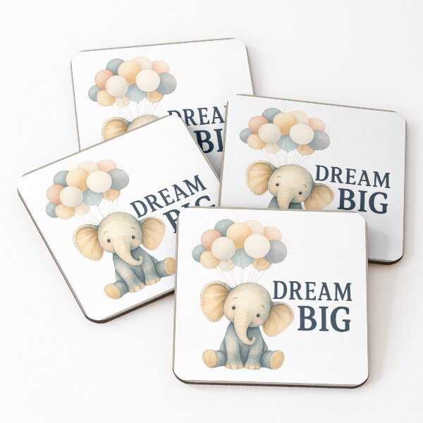 Item preview, Dream Big Baby Elephant with Balloons – Inspirational Nursery Wall Art & Sticker designed and sold by sirenandscript.
