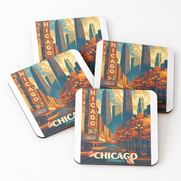 Item preview, Greetings from CHICAGO - ILINOIS - USA Retro Autumn Dreams designed and sold by Earth Celebration Designs.