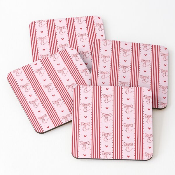 Item preview, Pink & Red Striped Bow Love Hearts Pattern designed and sold by KittyStrand.