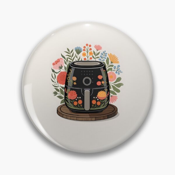 Item preview, Floral Air Fryer – Black Appliance with Flowers designed and sold by EmeraldeaArt.