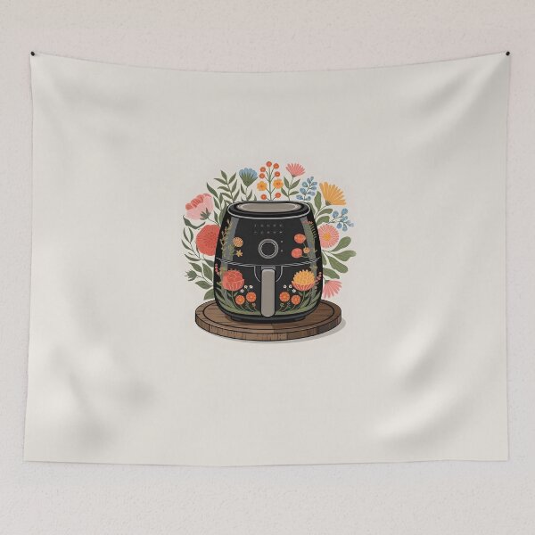 Item preview, Floral Air Fryer – Black Appliance with Flowers designed and sold by EmeraldeaArt.