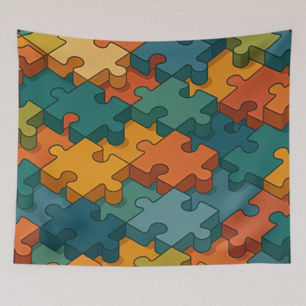 Item preview, Colourful Overlapping Puzzle Piece Pattern designed and sold by ArtComixHaven.